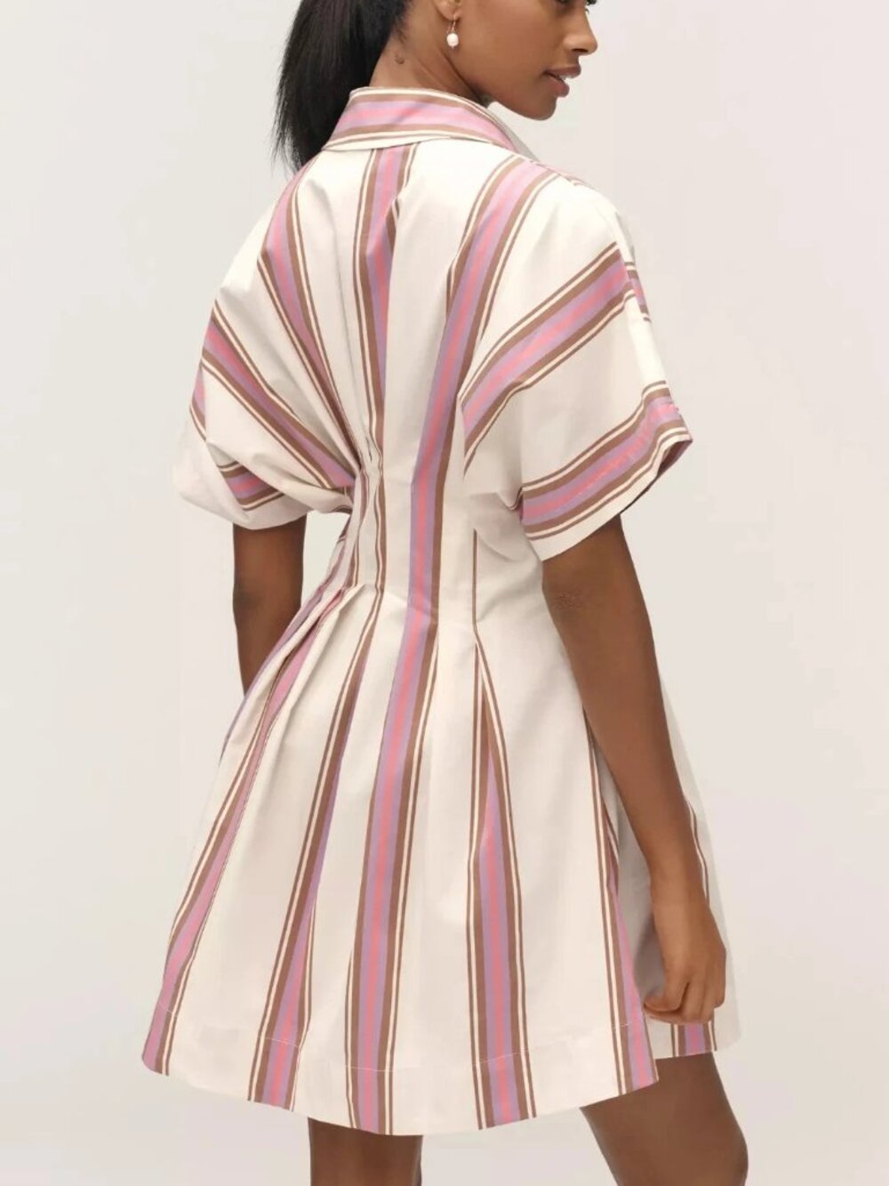 Anthropologie Exquise The Tobie Button-Front Shirt Dress Mini Pink Small - Picture 3 of 13
